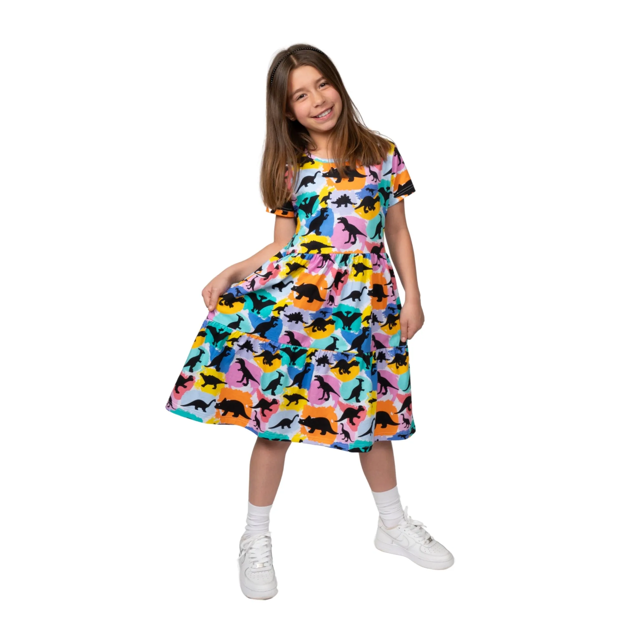 Dinosaurs & Colors Kids Tiered Dress