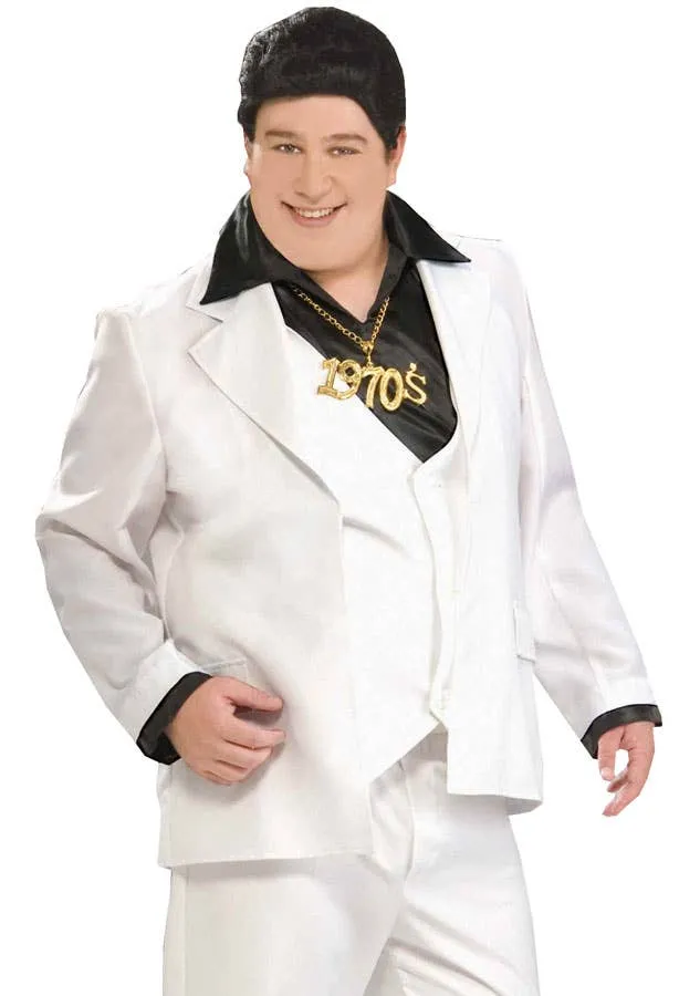 Disco Fever Plus Size Mens Retro White Costume