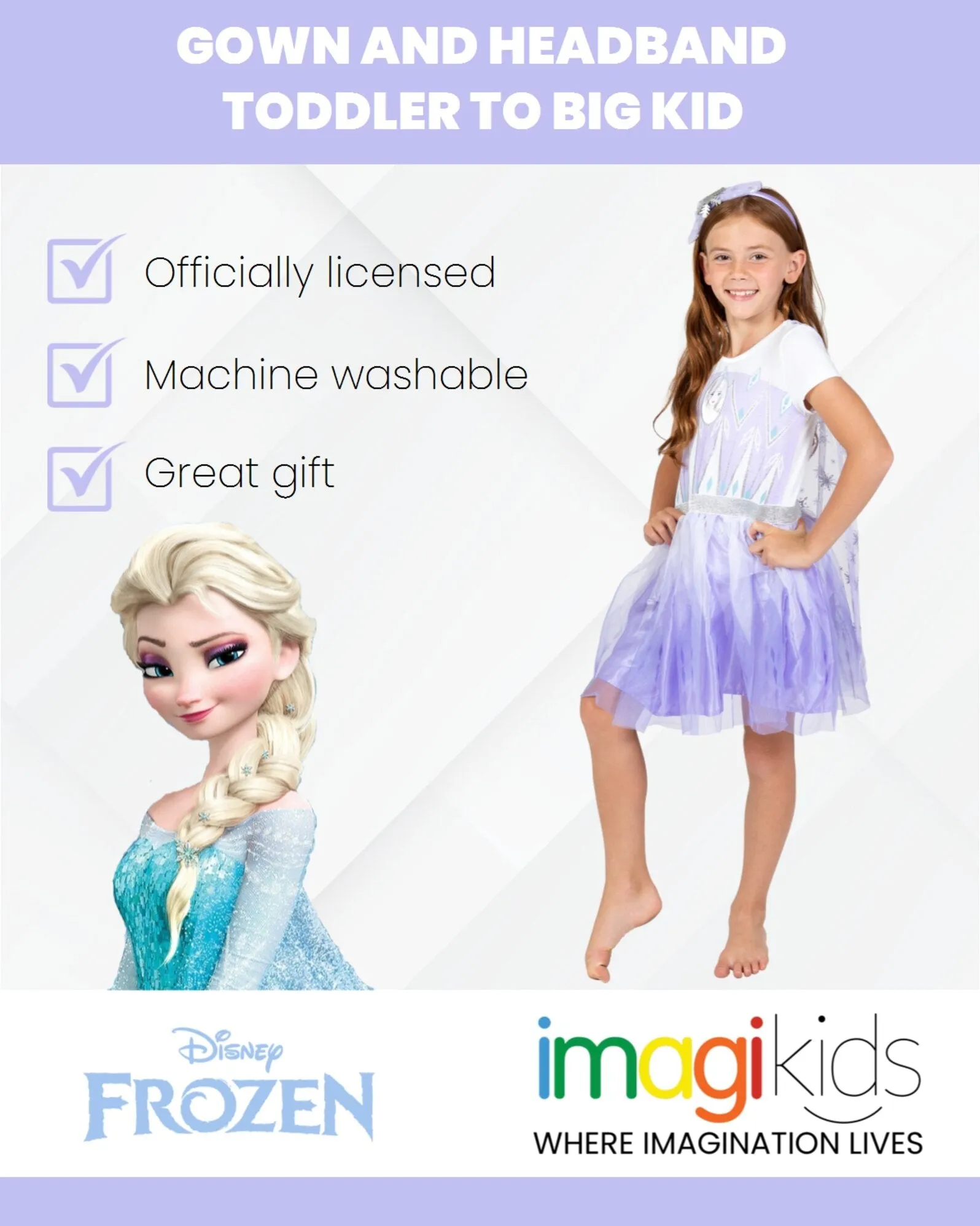 Disney Frozen Queen Elsa Gown and Headband