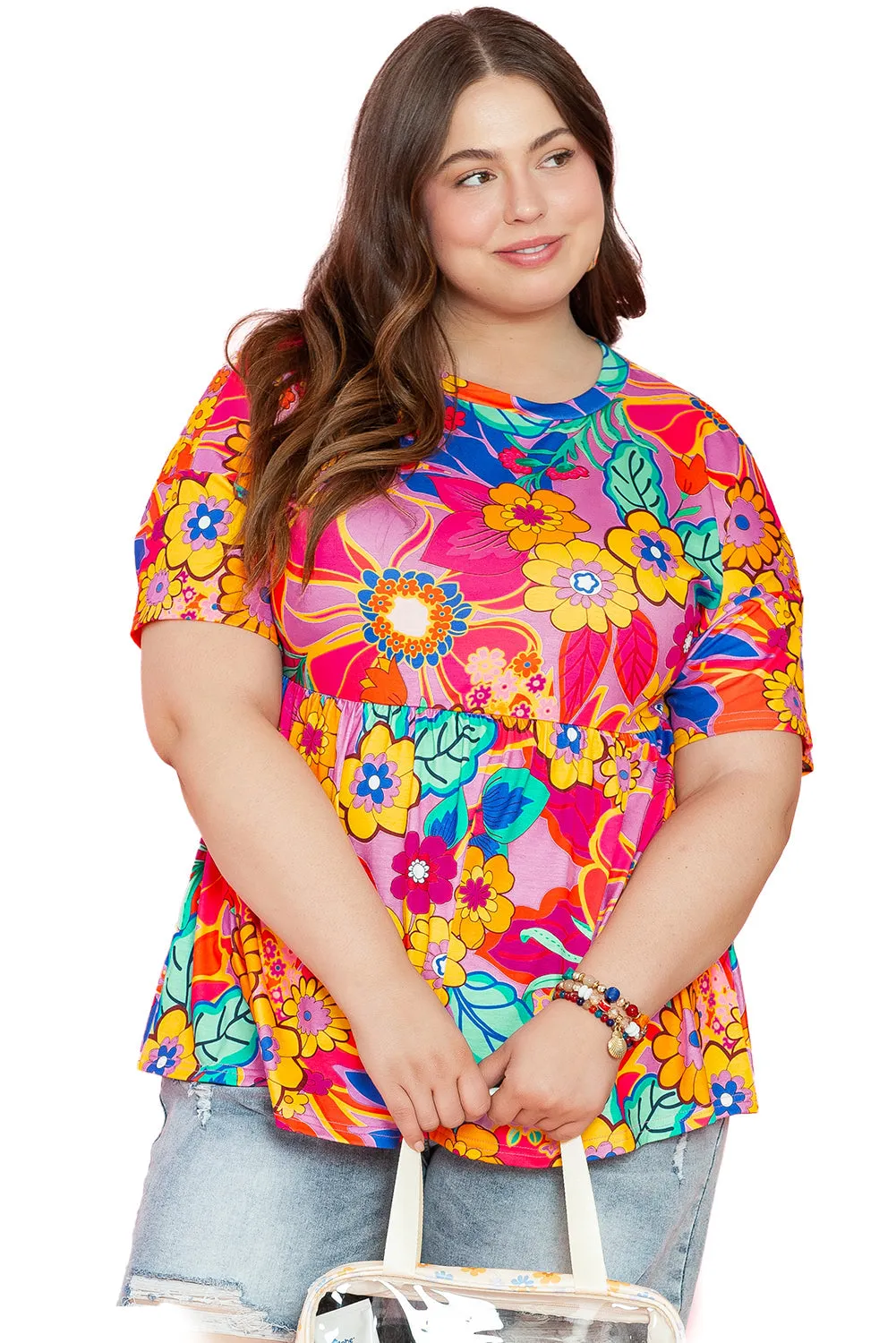 Floral Plus Size Babydoll Blouse