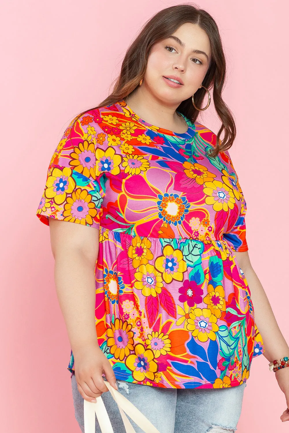 Floral Plus Size Babydoll Blouse