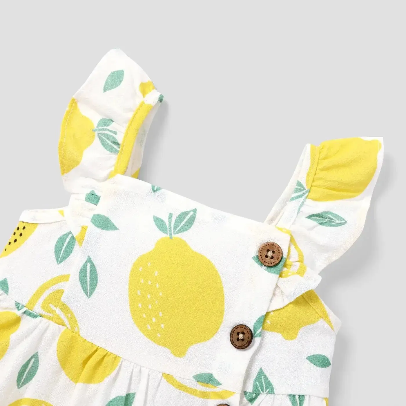 Gingham and Lemon Ruffle Sleeve Dress for Girls