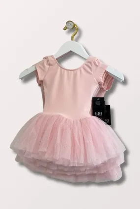 Girls Cap Sleeve Tutu Dress Leotard - Candy Pink