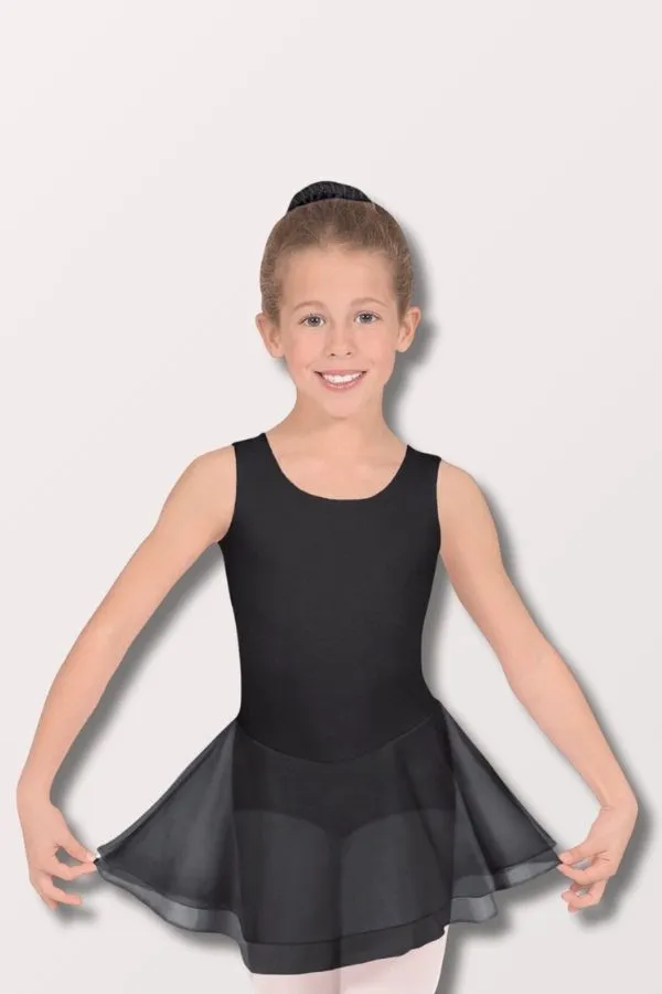 Girls Cotton Lycra Tank Dance Dress - Black