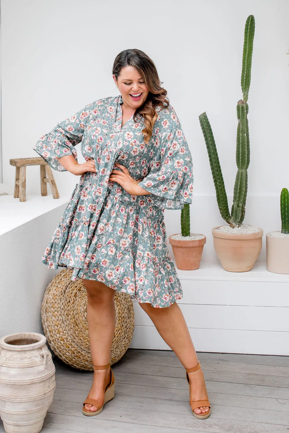 Grey Floral Dress