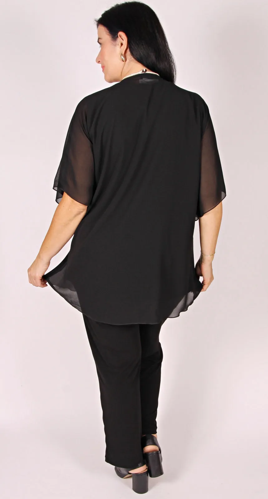 Kaftan Tie Front Top Black