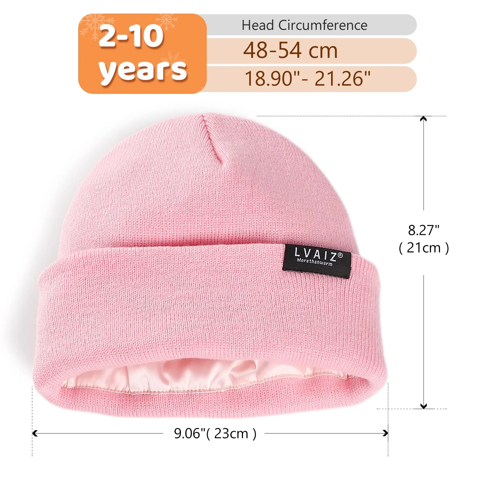 Kids Winter Satin Lined Beanie Hats(2-10 Years)