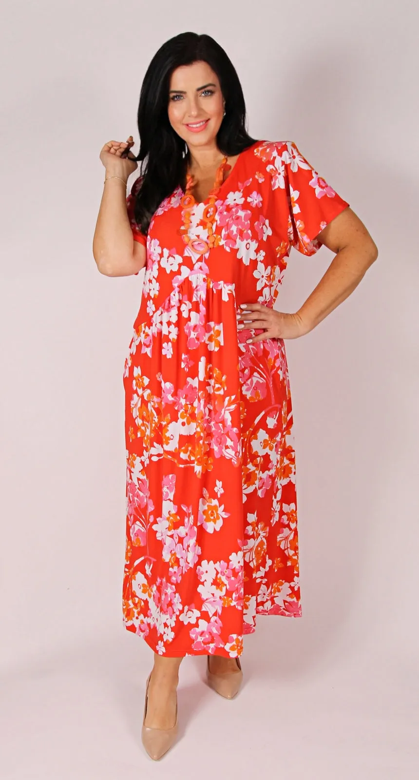 Lady Musgrave Gather Dress Pink|Orange