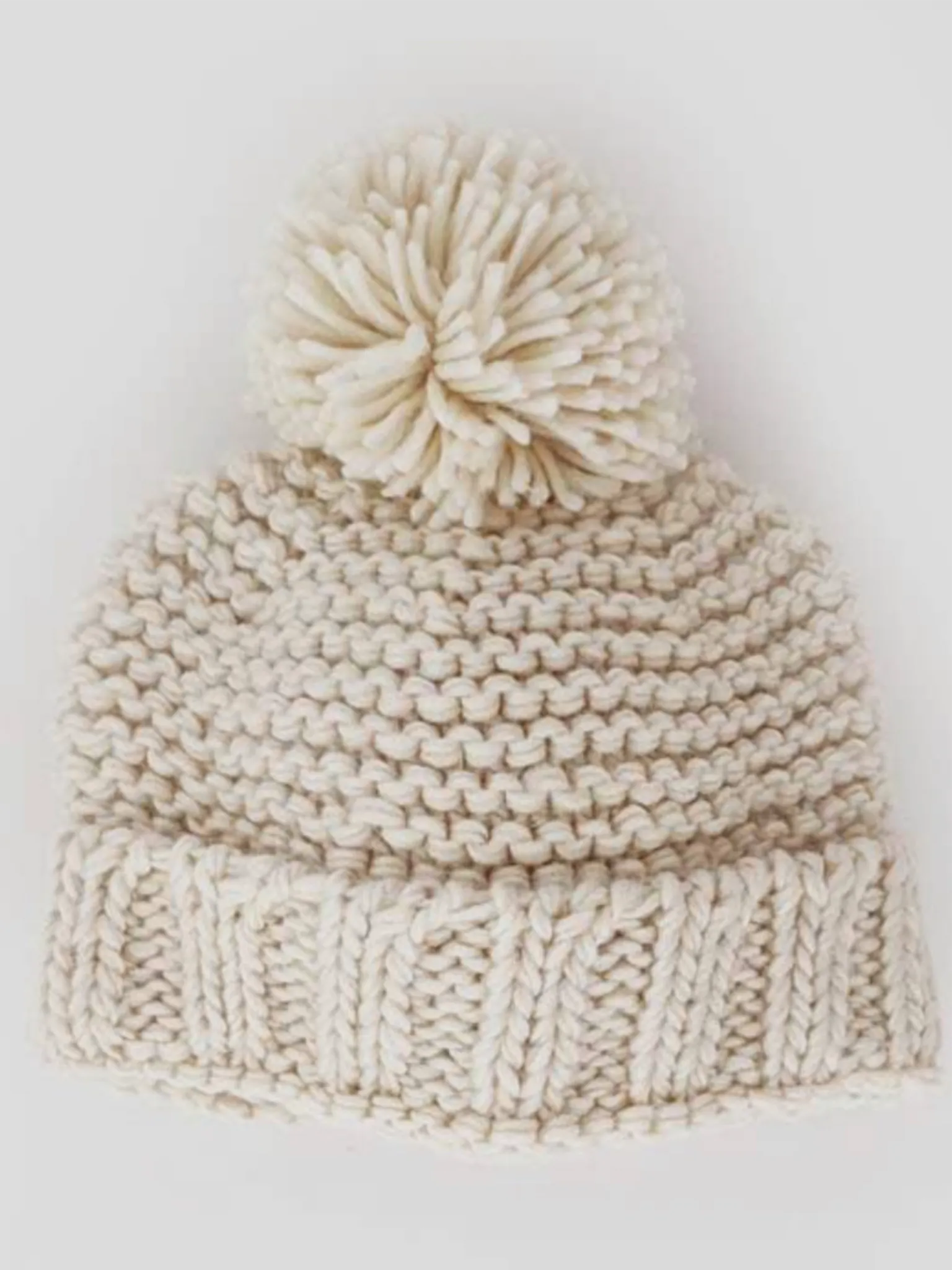 Littles Garter Stitch Beanie - Natural