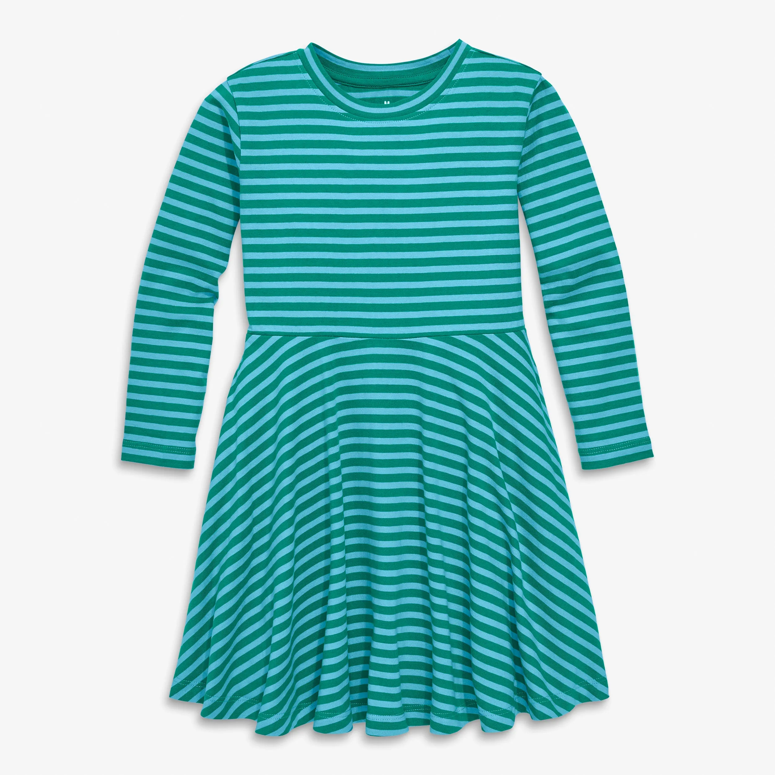 Long sleeve twirly dress in mini stripe