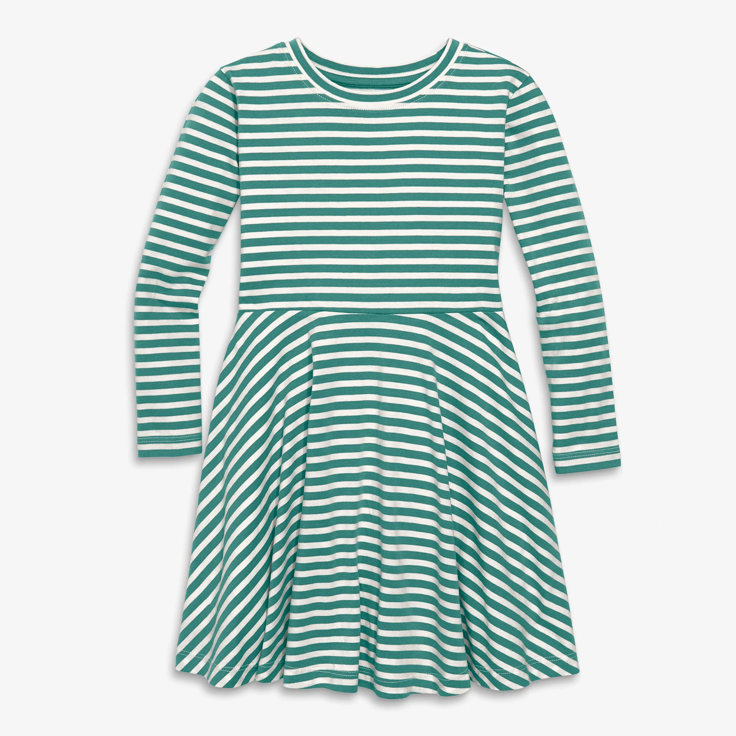 Long sleeve twirly dress in mini stripe