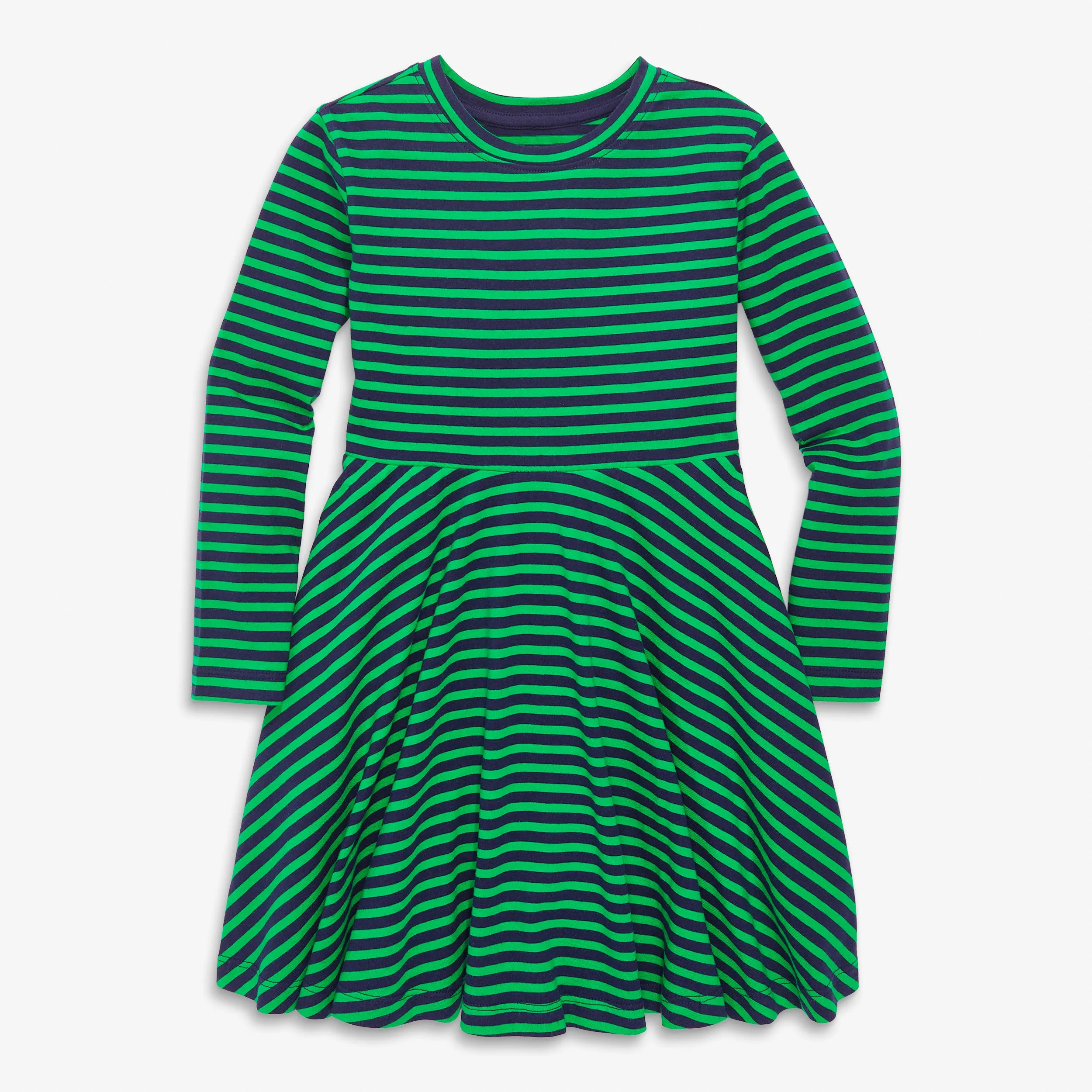 Long sleeve twirly dress in mini stripe