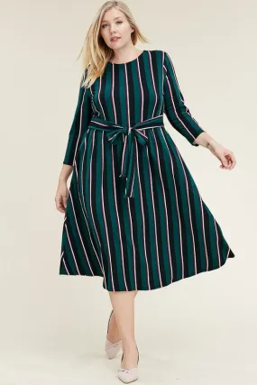 Maria Dress in Stripe Print Plus Size