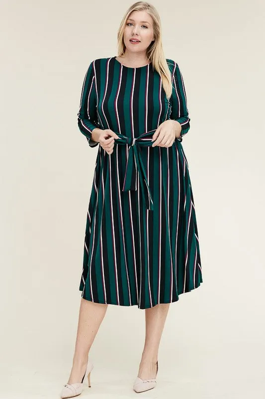 Maria Dress in Stripe Print Plus Size