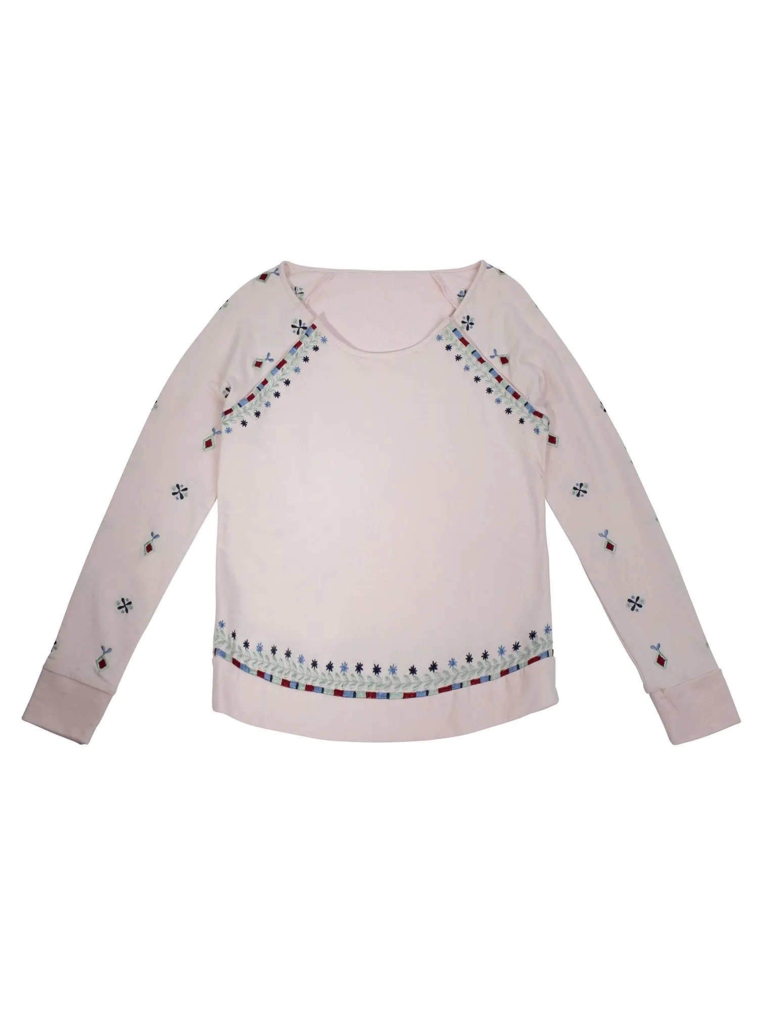 Maternity & Nursing Embroidered  Blouse - Pink