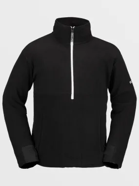 Mens Polar Fleece Mock 1/2 Zip Pullover - Black