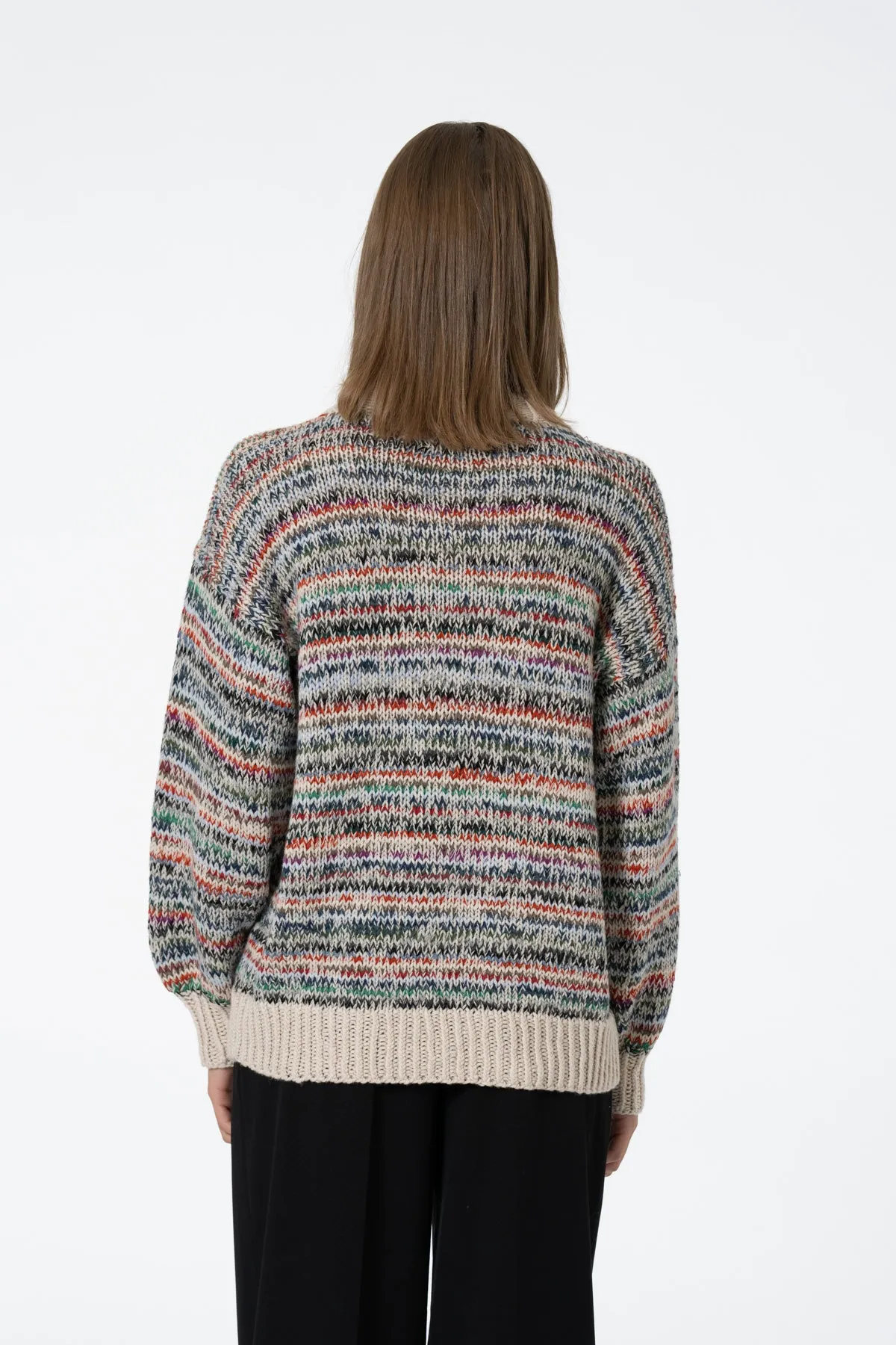 Merino Handknit Zero-Waste Sweater in Multi Almond