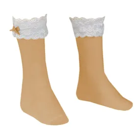 Miranda - Girl's Spanish Camel Knee High Lace Top Socks 9-10yr