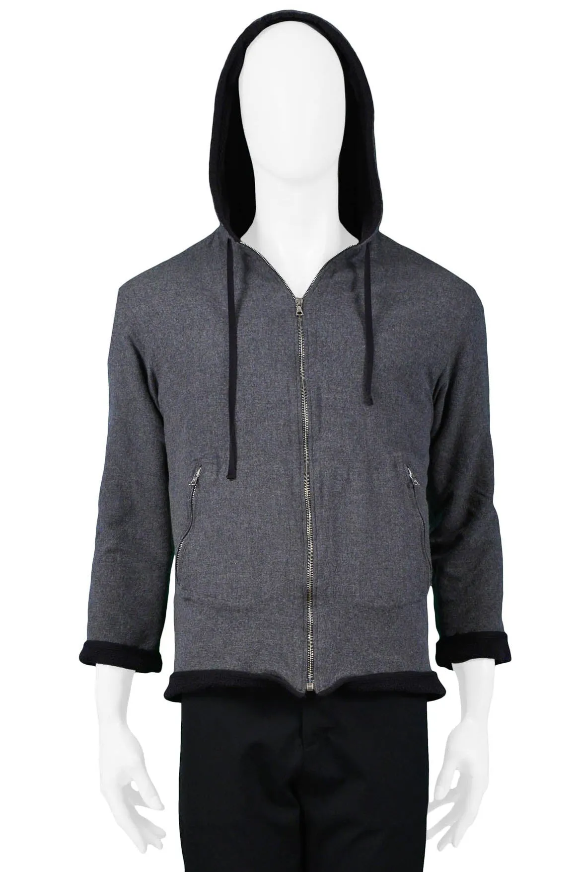 MIU MIU GREY FLEECE HOODED SWEAT JACKET