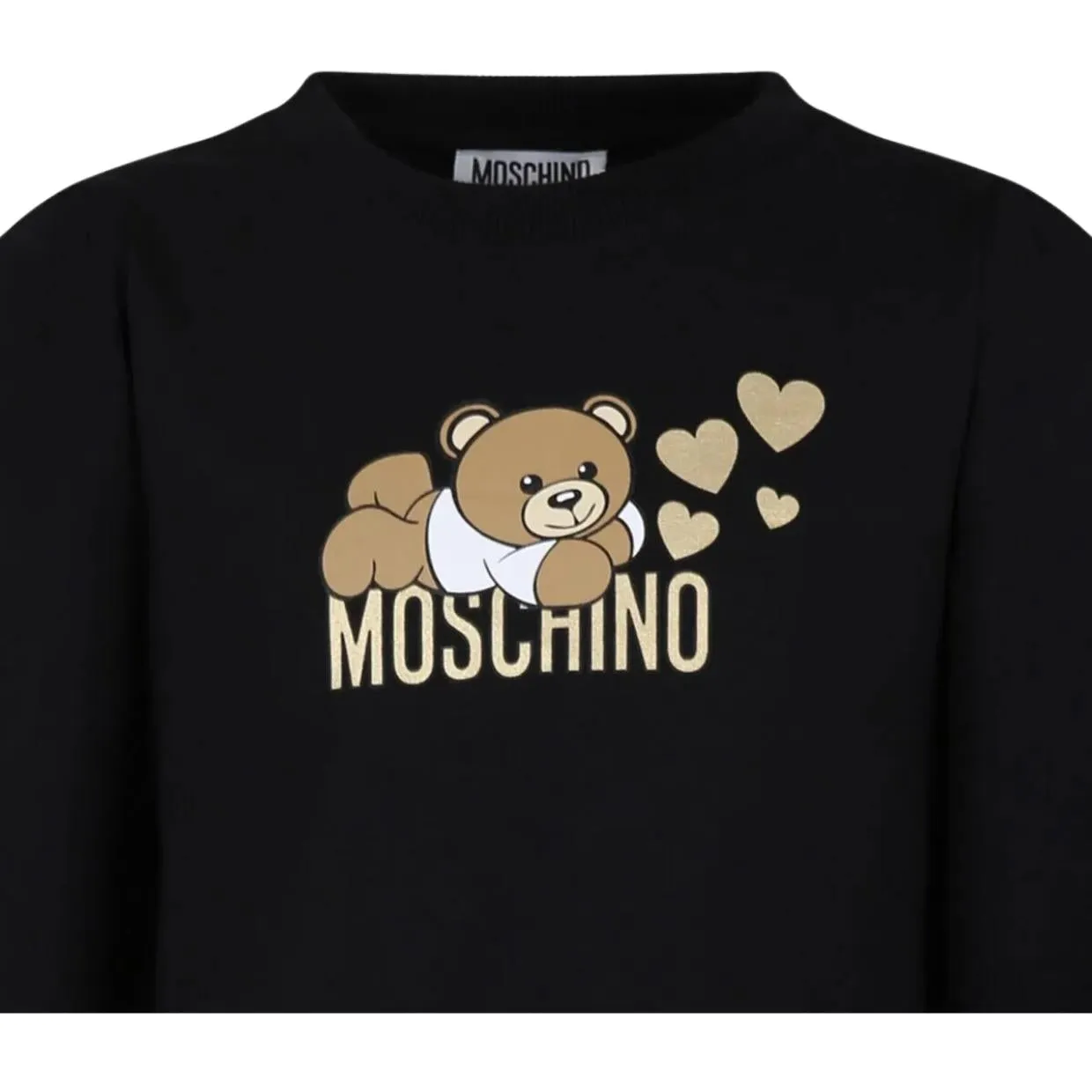 Moschino Kids Teddy Bear Logo Black Sweat Dress