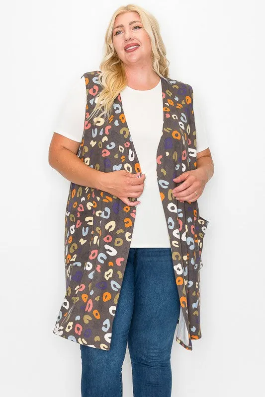 Multi Print Leopard Print Vest