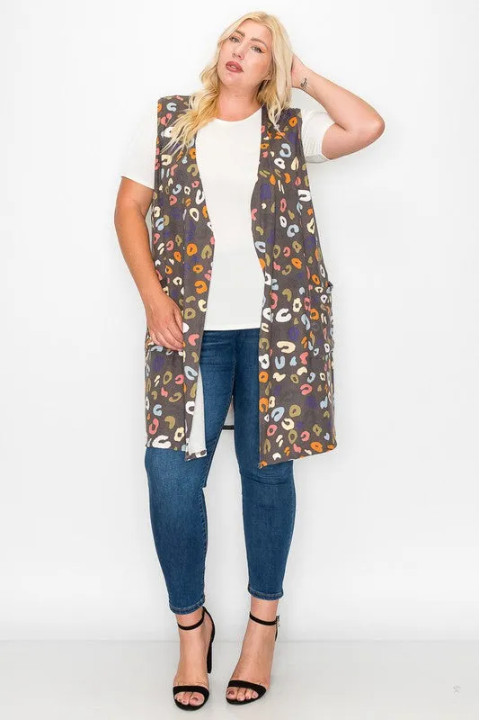 Multi Print Leopard Print Vest