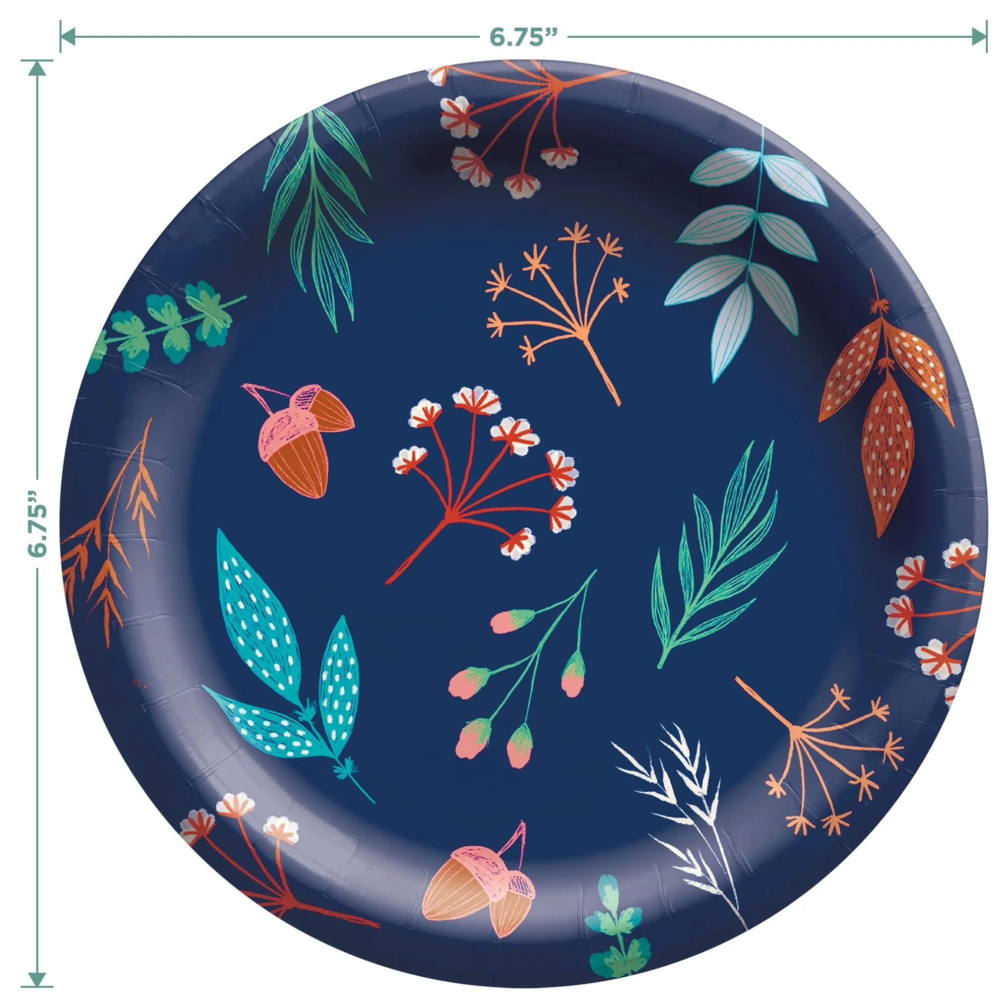 Navy Blue & Autumn Leaves Paper Dessert Plates and Beverage Napkins (Serves 20)