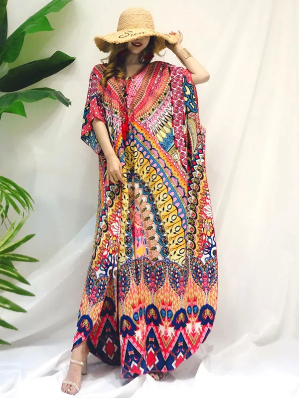 Over Again Abstract Print Loose Bohemian Maxi Dress