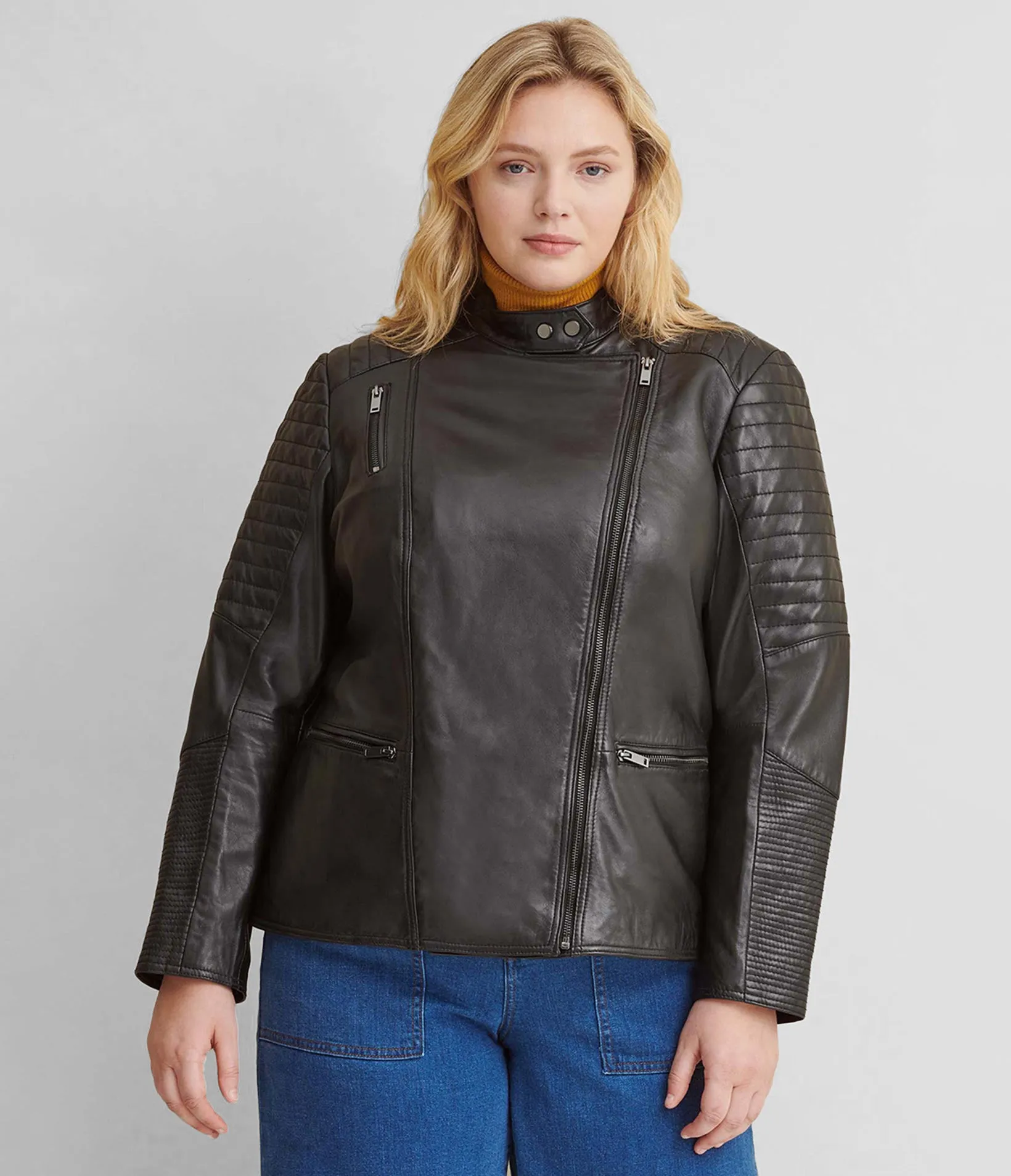 Plus Size Quilted Leather Jacket