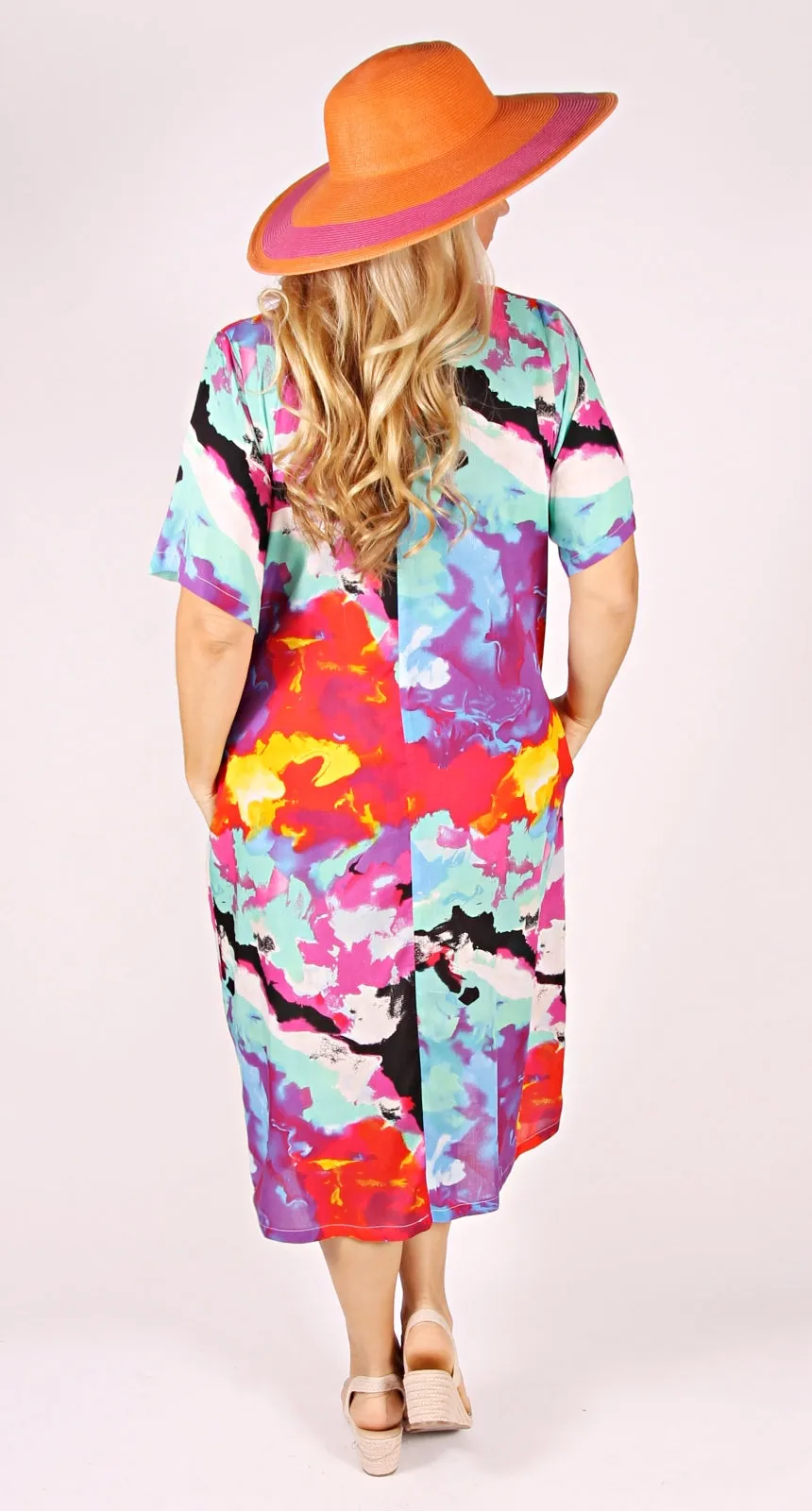 Rosie Round Neck Dress Vibrant Skies