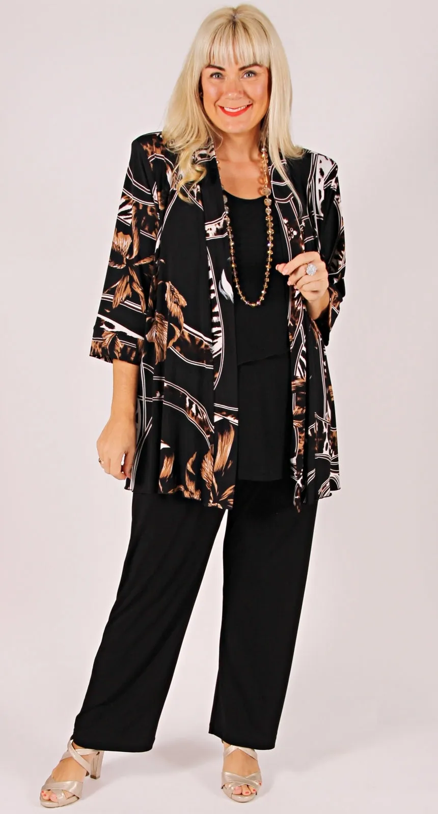 Sia Swing Jacket Scarf Print on Black