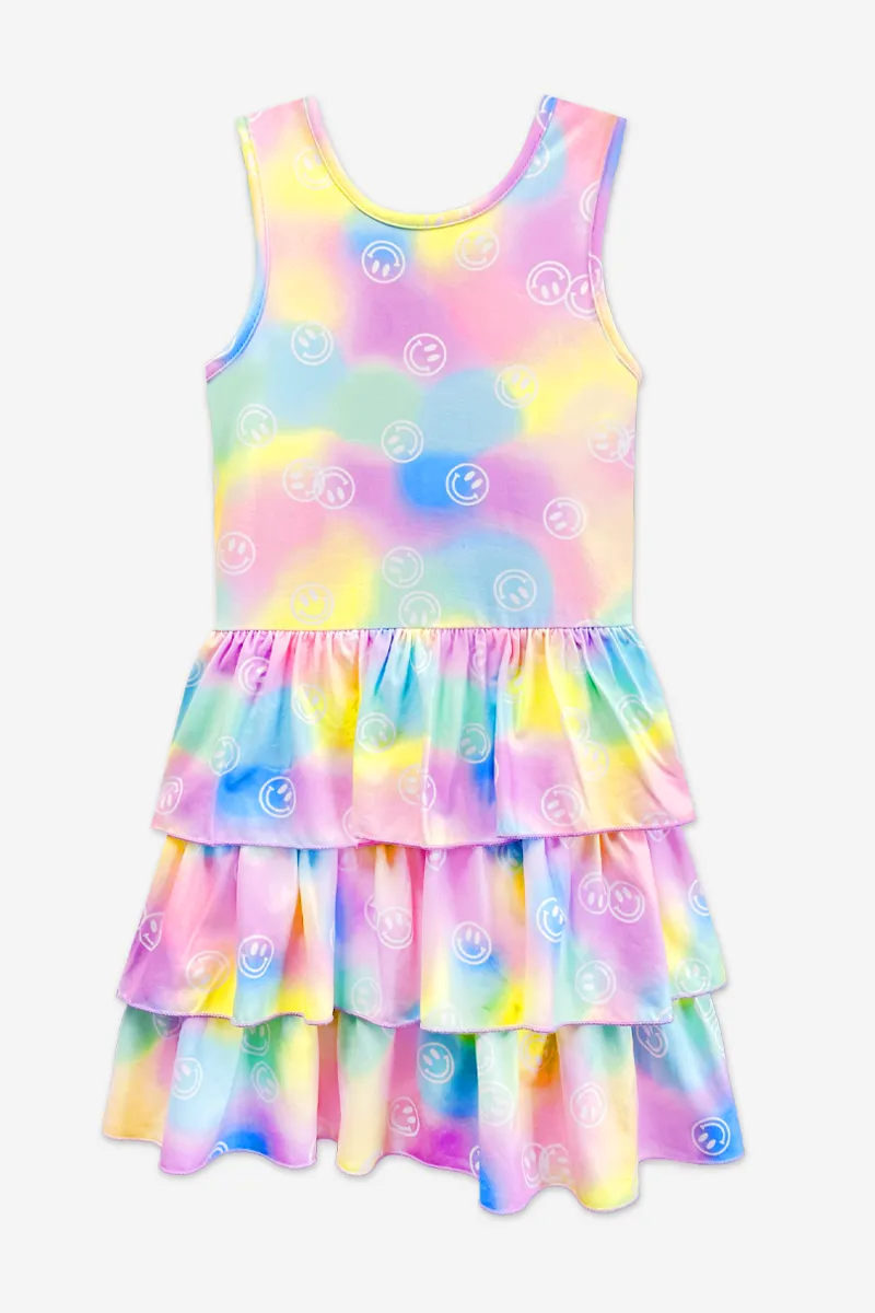 Simply Soft Tank Triple Ruffle Skirt Dress - Cotton Candy Smile