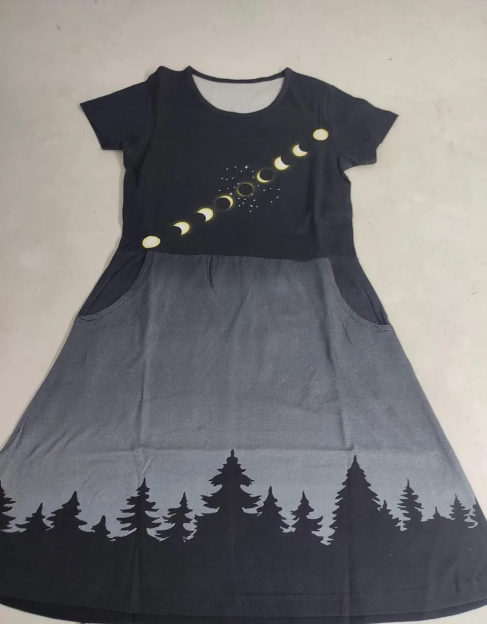 Solar Eclipse Kids A-Line Dress