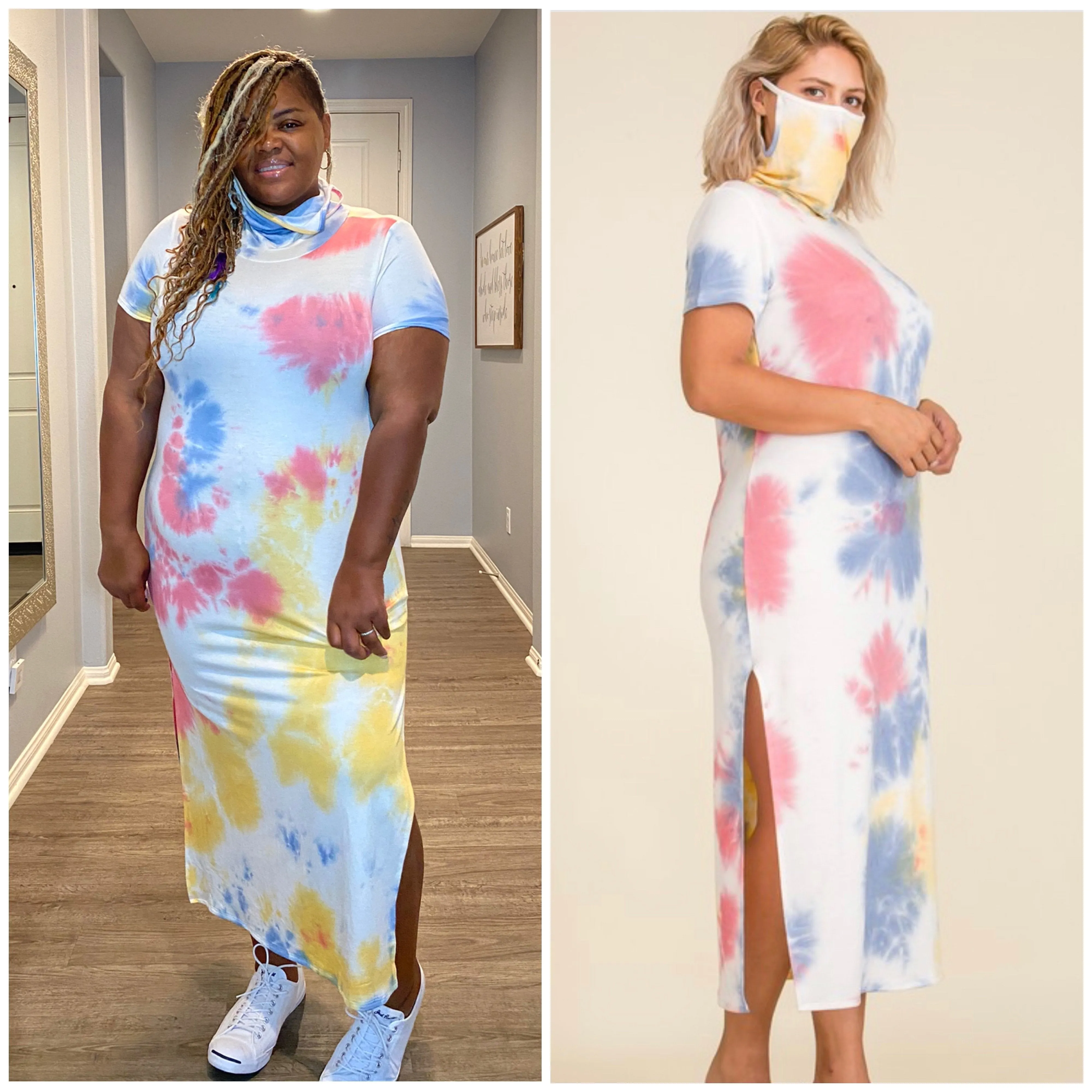 The Cara Tie Dye Dress With Attached Mask