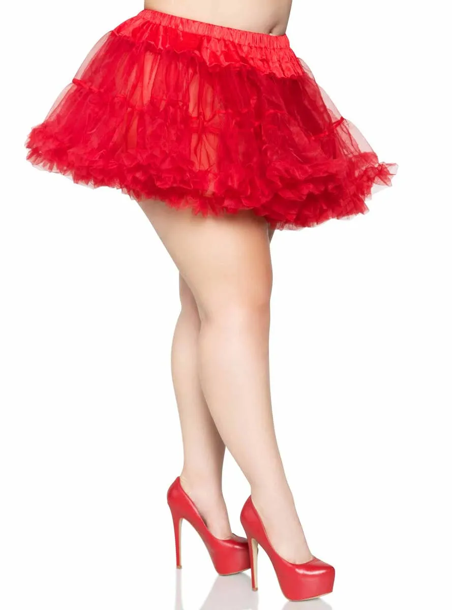 Thigh Length Ruffled Red Plus Size Petticoat