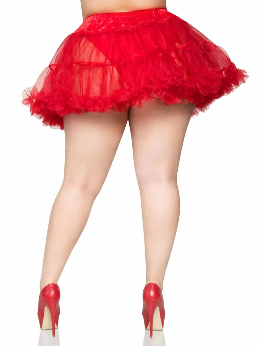 Thigh Length Ruffled Red Plus Size Petticoat