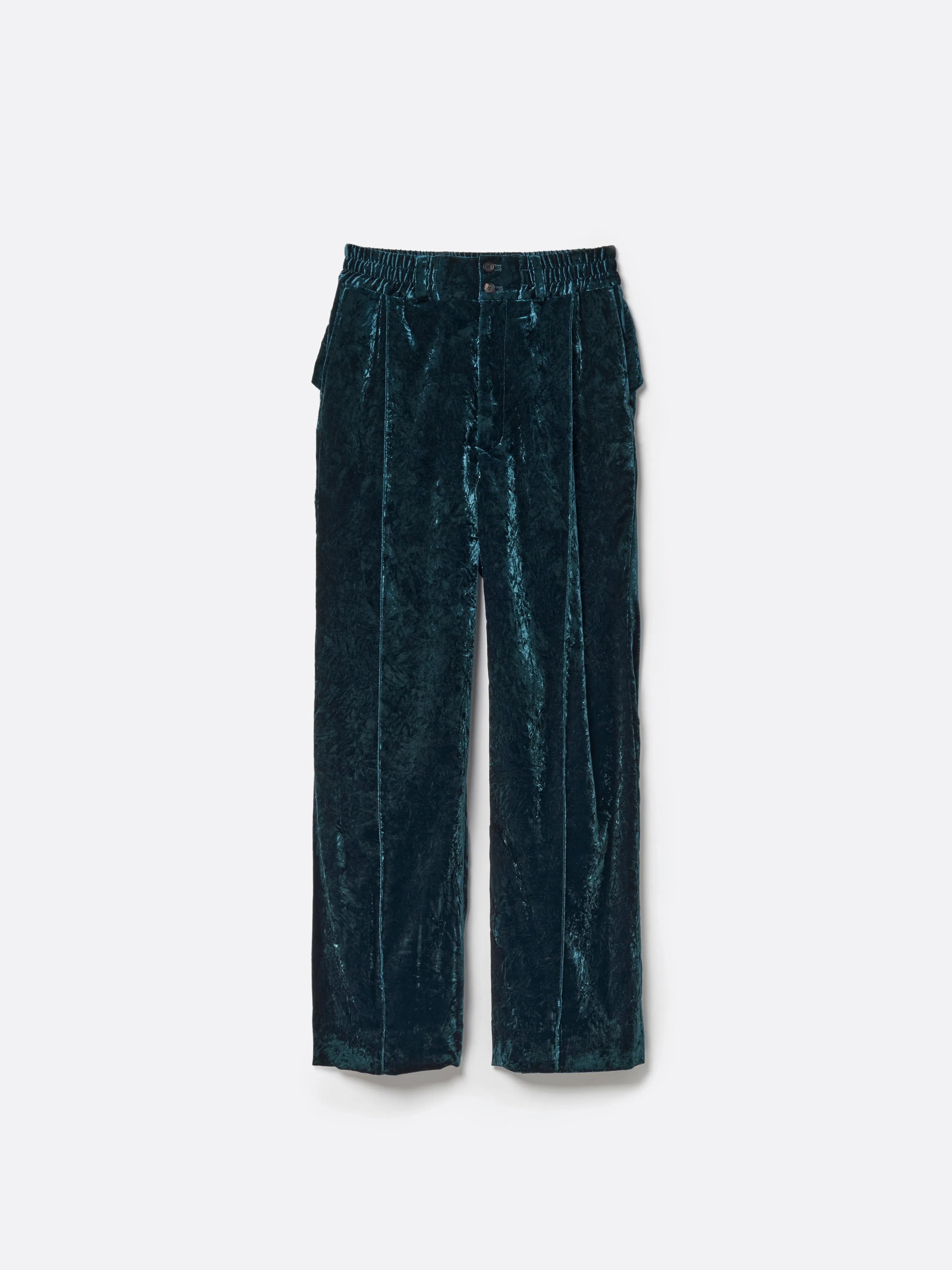 VELVET PINTUCK BAGGY EASY TROUSERS .12【GREEN】