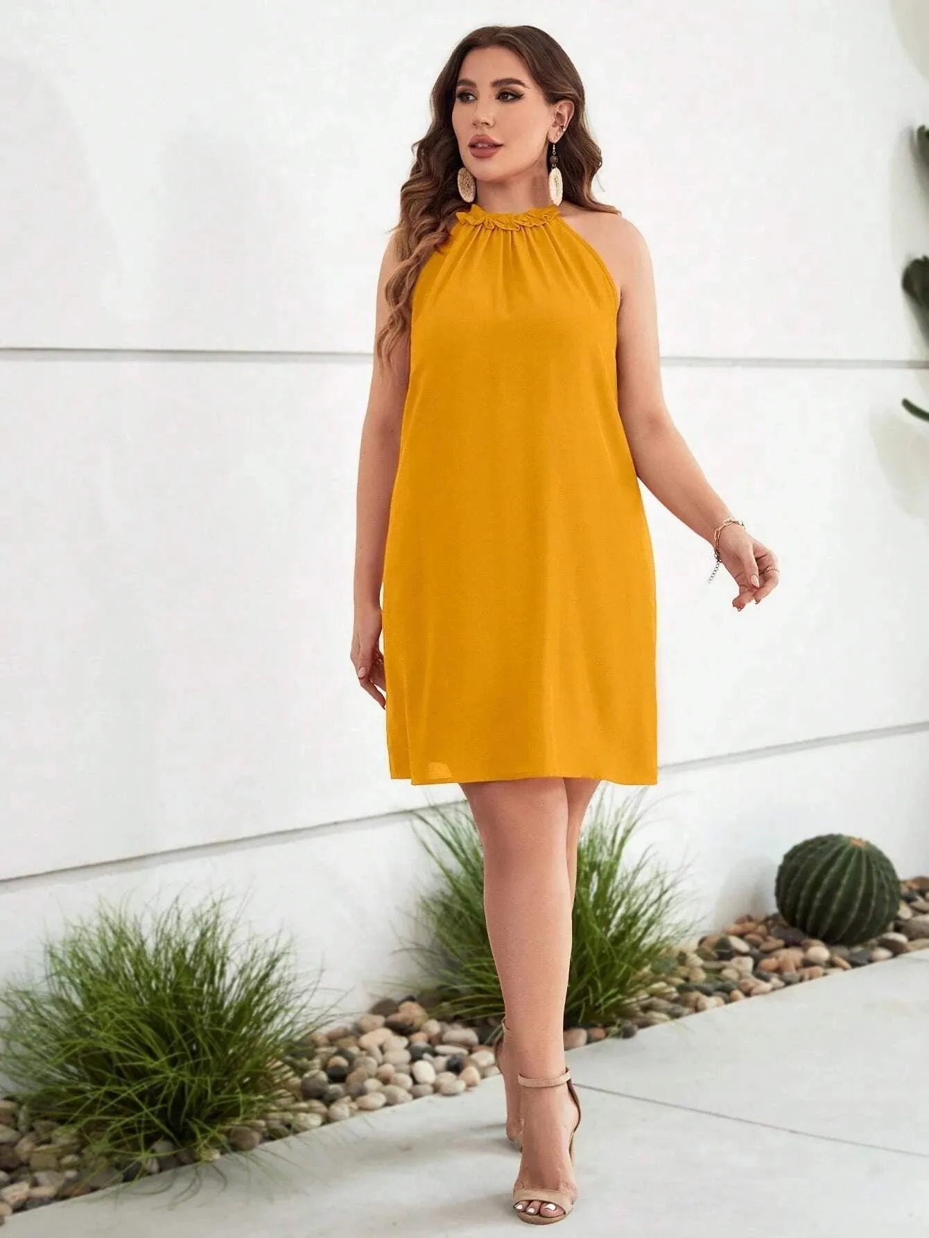 Vestido Com Gola Plus Size - Cadence