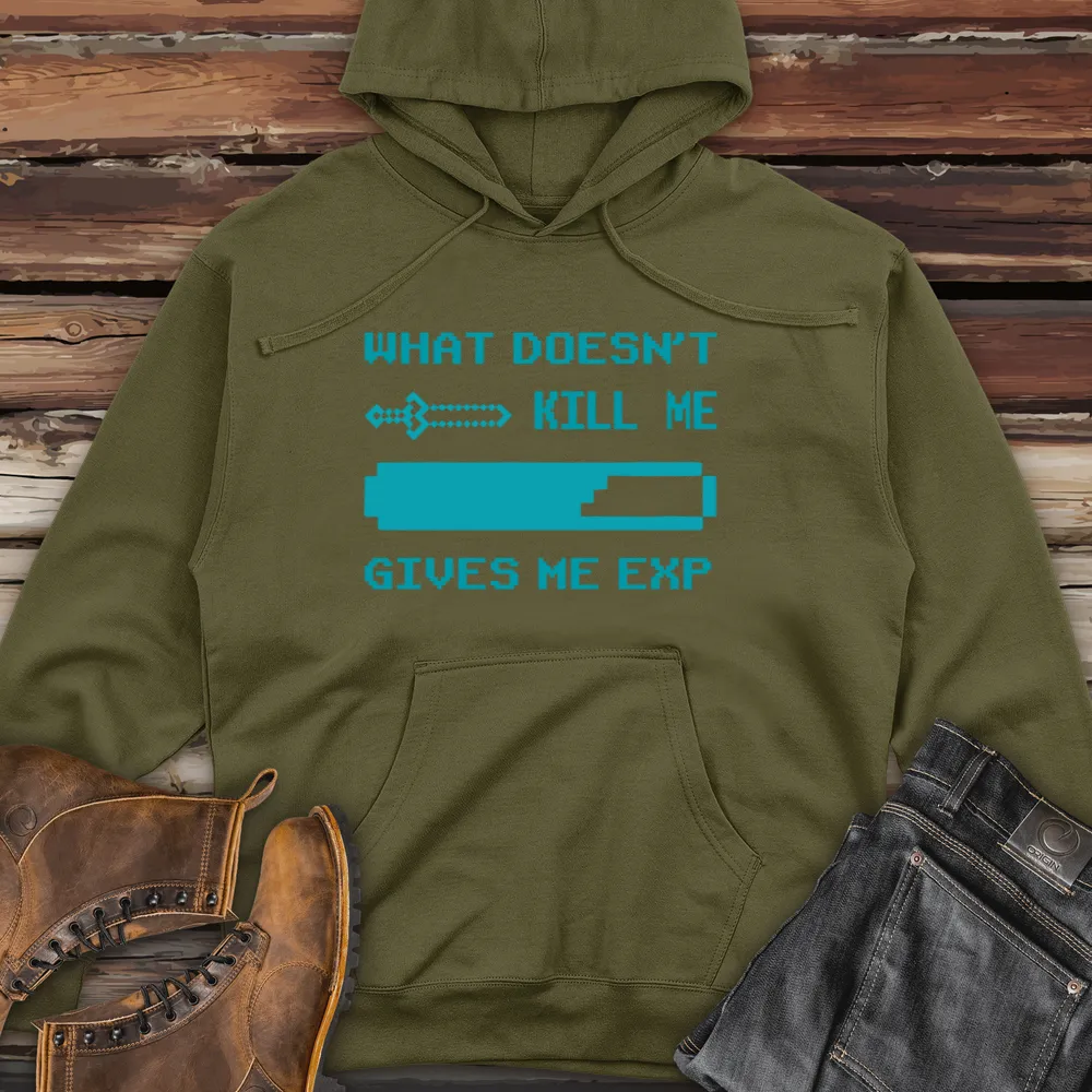 What Doesn't Kill Me Gives Me Exp Midweight Hooded Sweatshirt