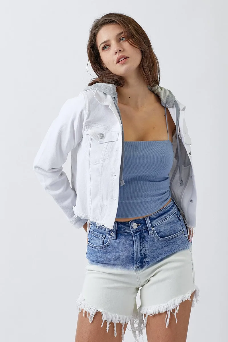 White Denim Raw Edge Jacket