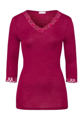 Woolen Lace Fine Ribbed Wool And Silk Top | Intense Garnet 70973-2406