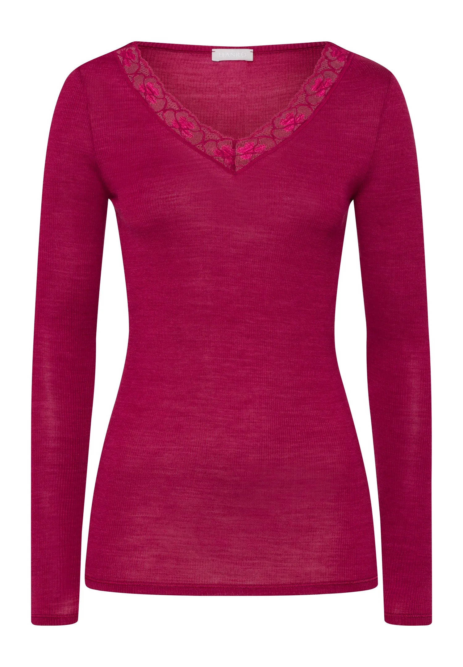 Woolen Lace Fine Ribbed Wool And Silk Top | Intense Garnet 70974-2406