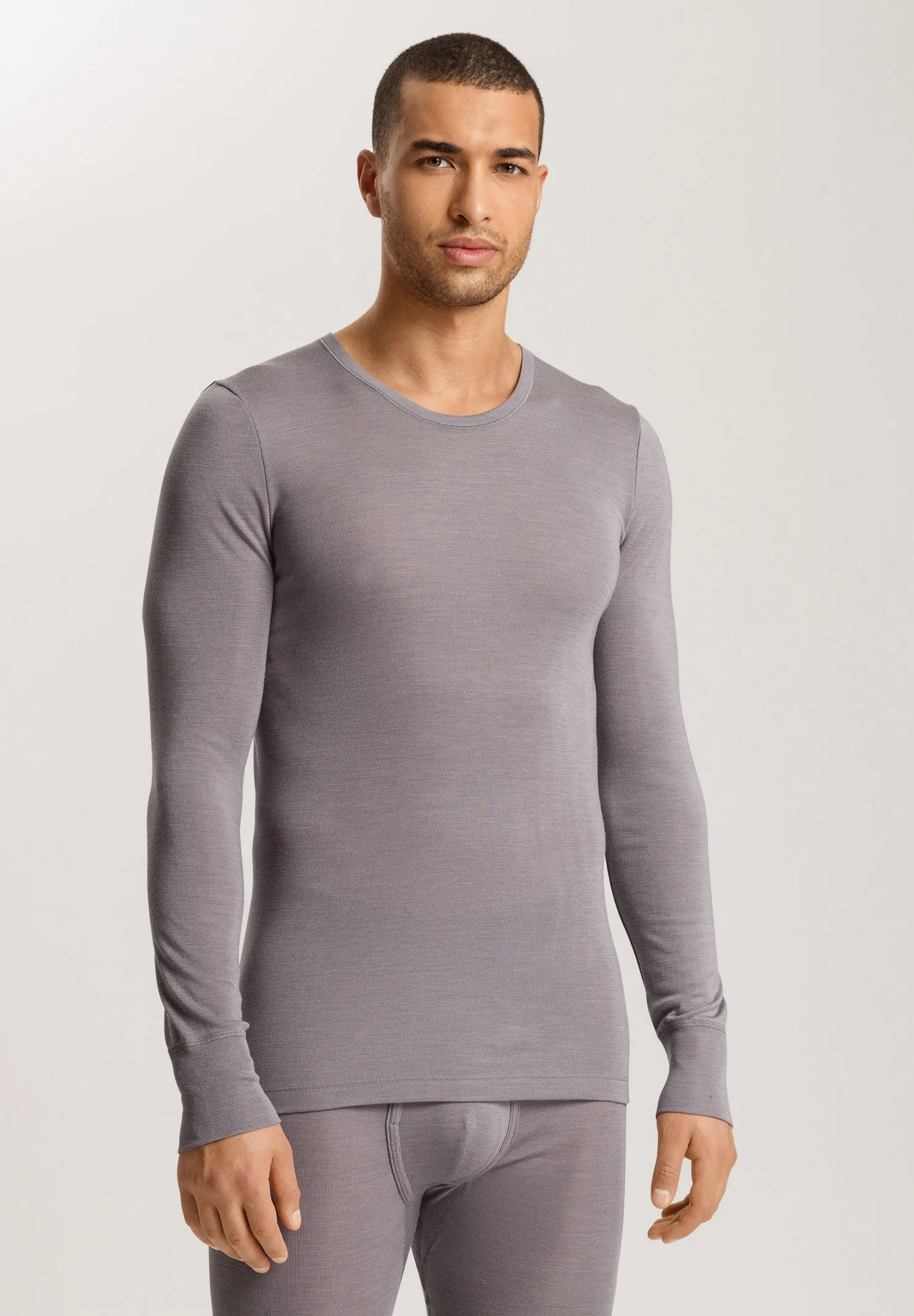 Woolen Silk M 	wool And Silk Fitted Top | Nordic Grey 73402-2686